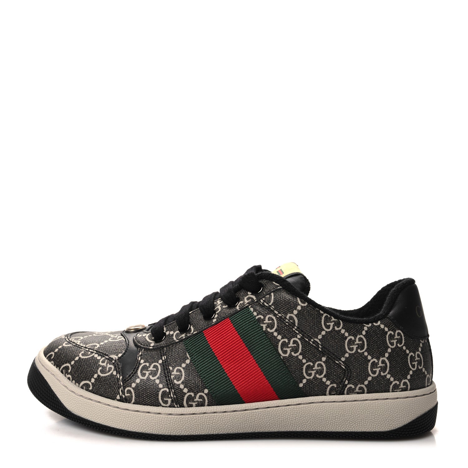 Gucci GG Supreme Web Mens Screener Sneakers 8 Black Grey 1 of 9
