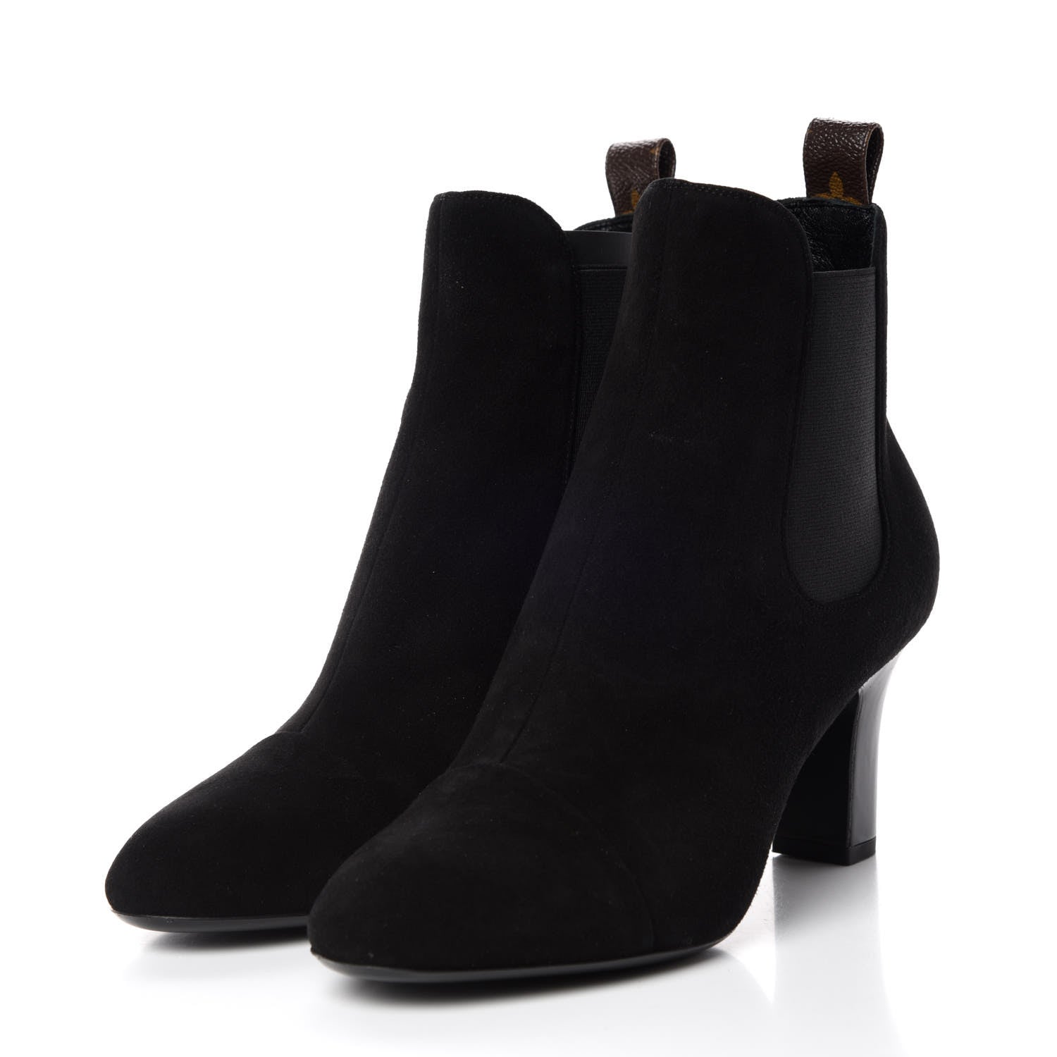 Louis Vuitton Suede Monogram Uniformes Cap Toe Chelsea 75mm Ankle Boots 38 Black 3 of 8
