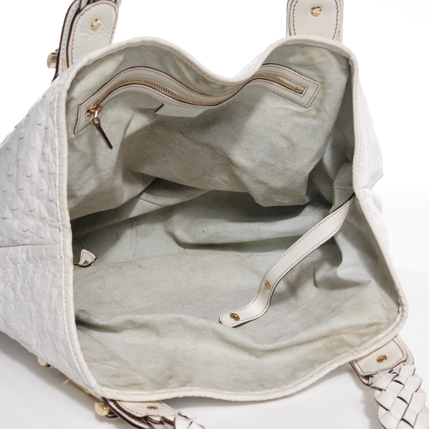 Ostrich Medium Pelham Shoulder Bag White