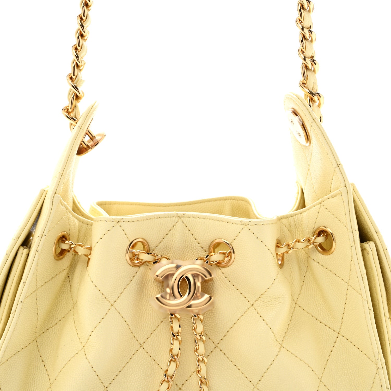 Chanel Caviar Quilted Mini Chanel 25 Handbag Light Yellow 8 of 11