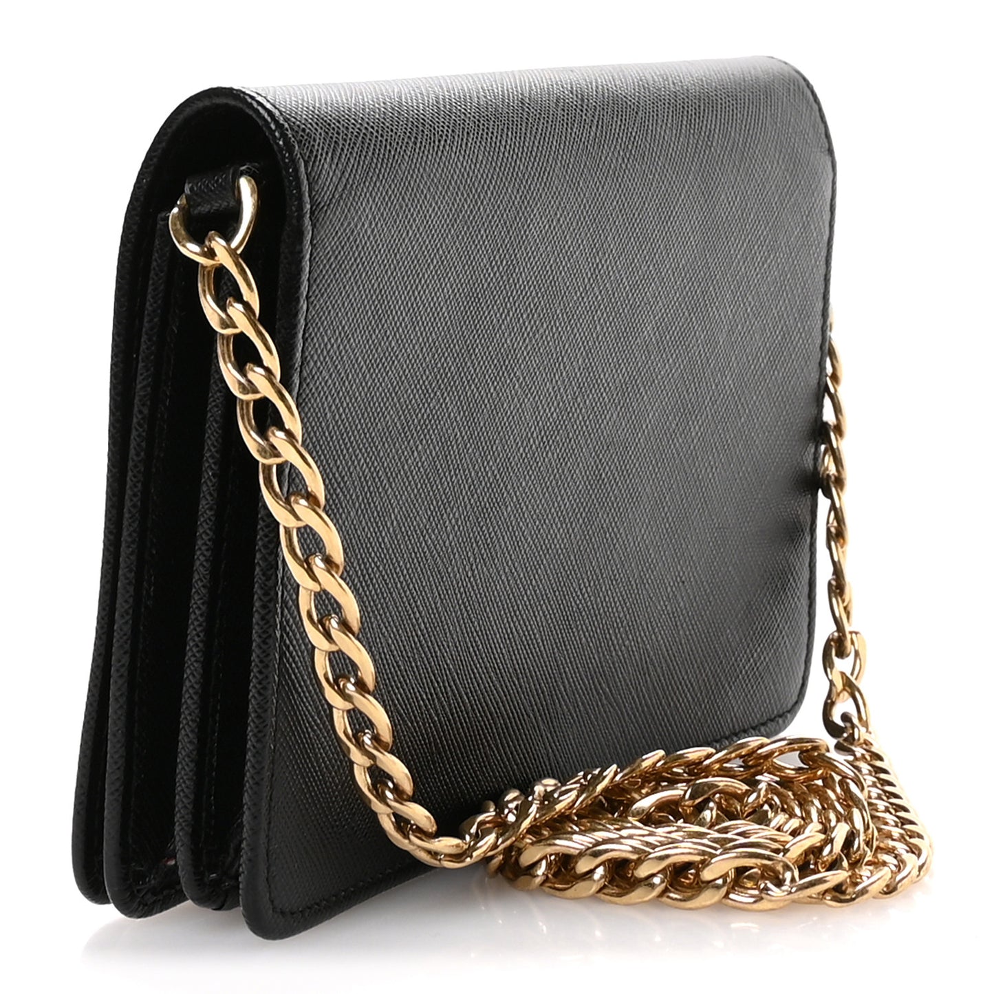 Saffiano Lux Chain Wallet Nero Black