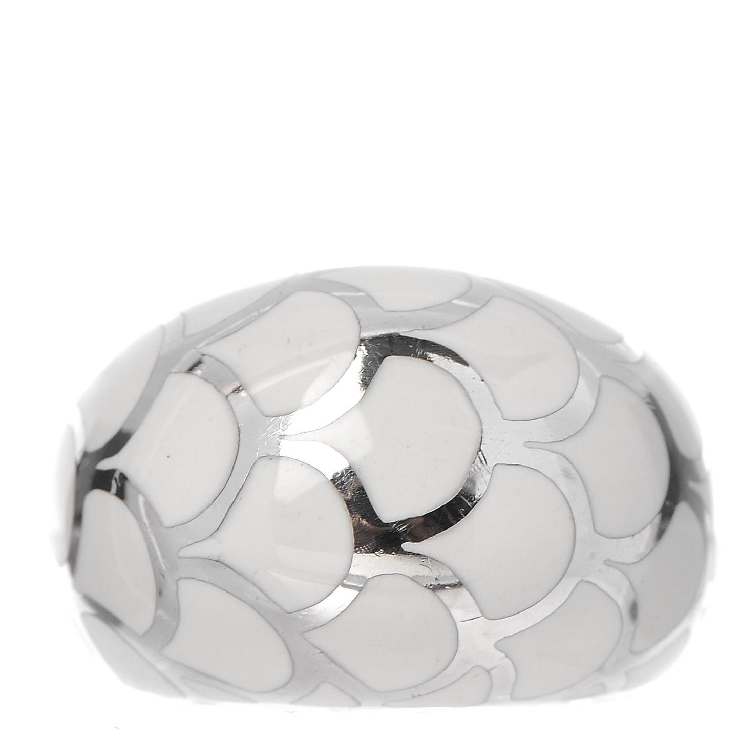 Sterling Silver White Enamel 16mm Naga Dome Ring 55.7 7.5