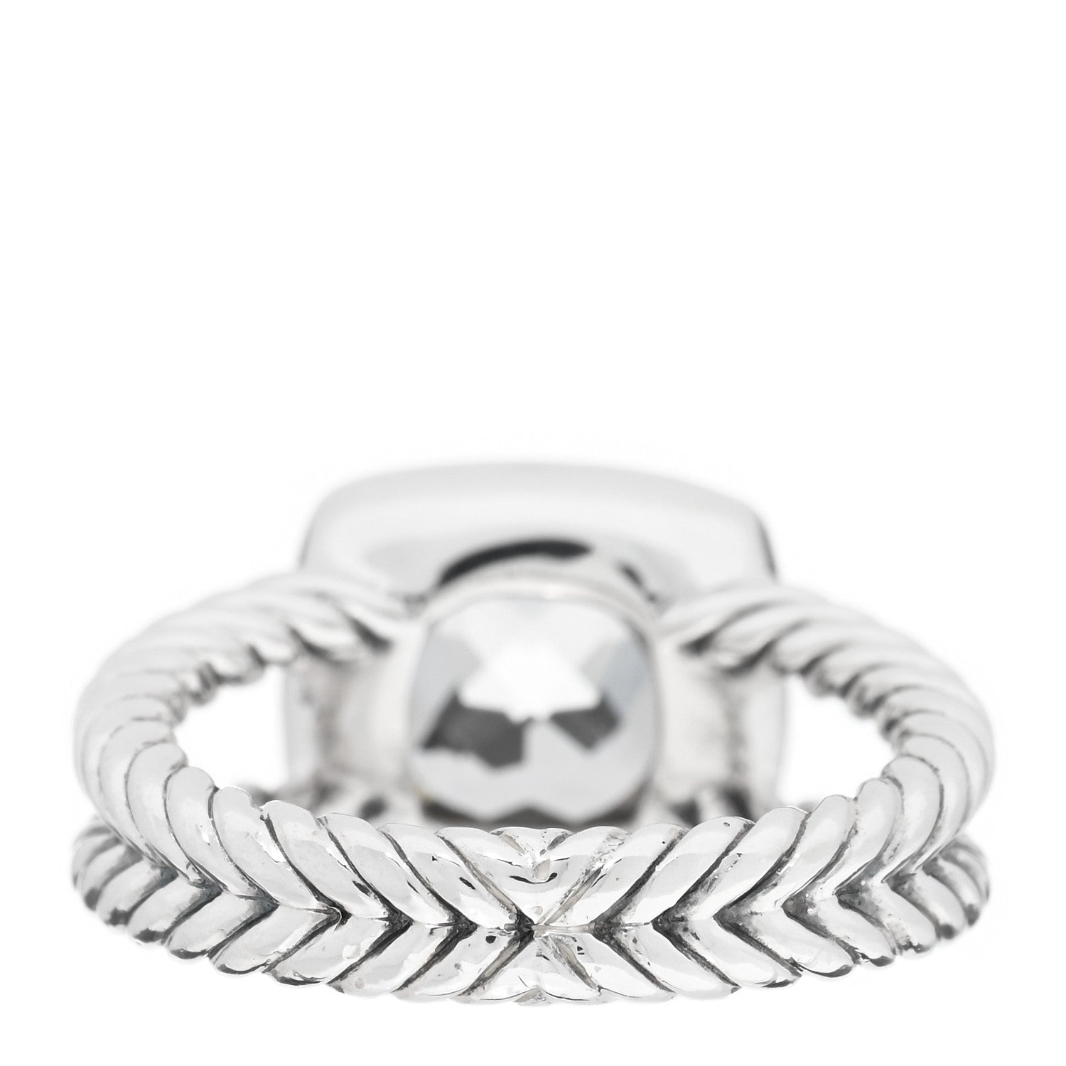 David Yurman Sterling Silver Diamond Prasiolite 7mm Petite Albion Ring 49 4.75 3 of 4