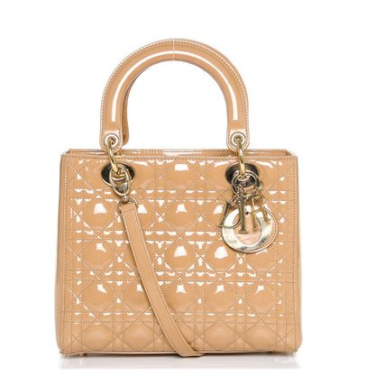 Christian Dior Patent Cannage Medium Lady Dior Beige 1 of 6