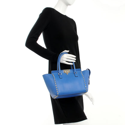 Valentino Garavani Vitello Small Rockstud Double Handle Tote Light Sapphire 2 of 8
