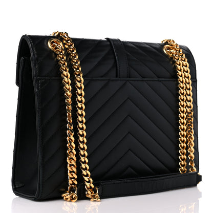 Saint Laurent Grain De Poudre Matelasse Chevron Medium Monogram Satchel Black 3 of 14