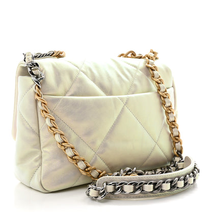 Chanel Iridescent Calfskin Quilted Medium Chanel 19 Flap White 3 of 10