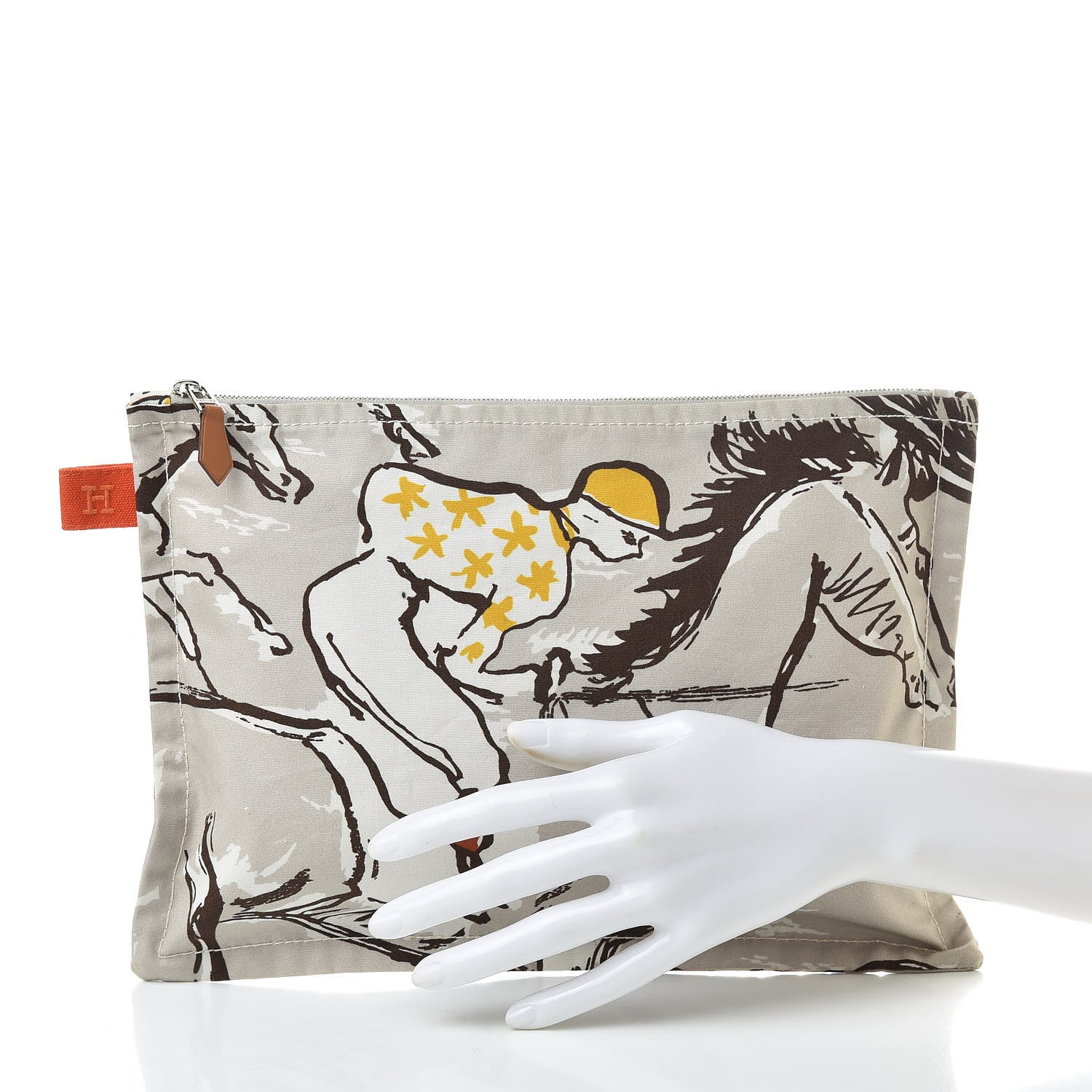 Hermes Toile Equator Trousse GM Grey 2 of 7