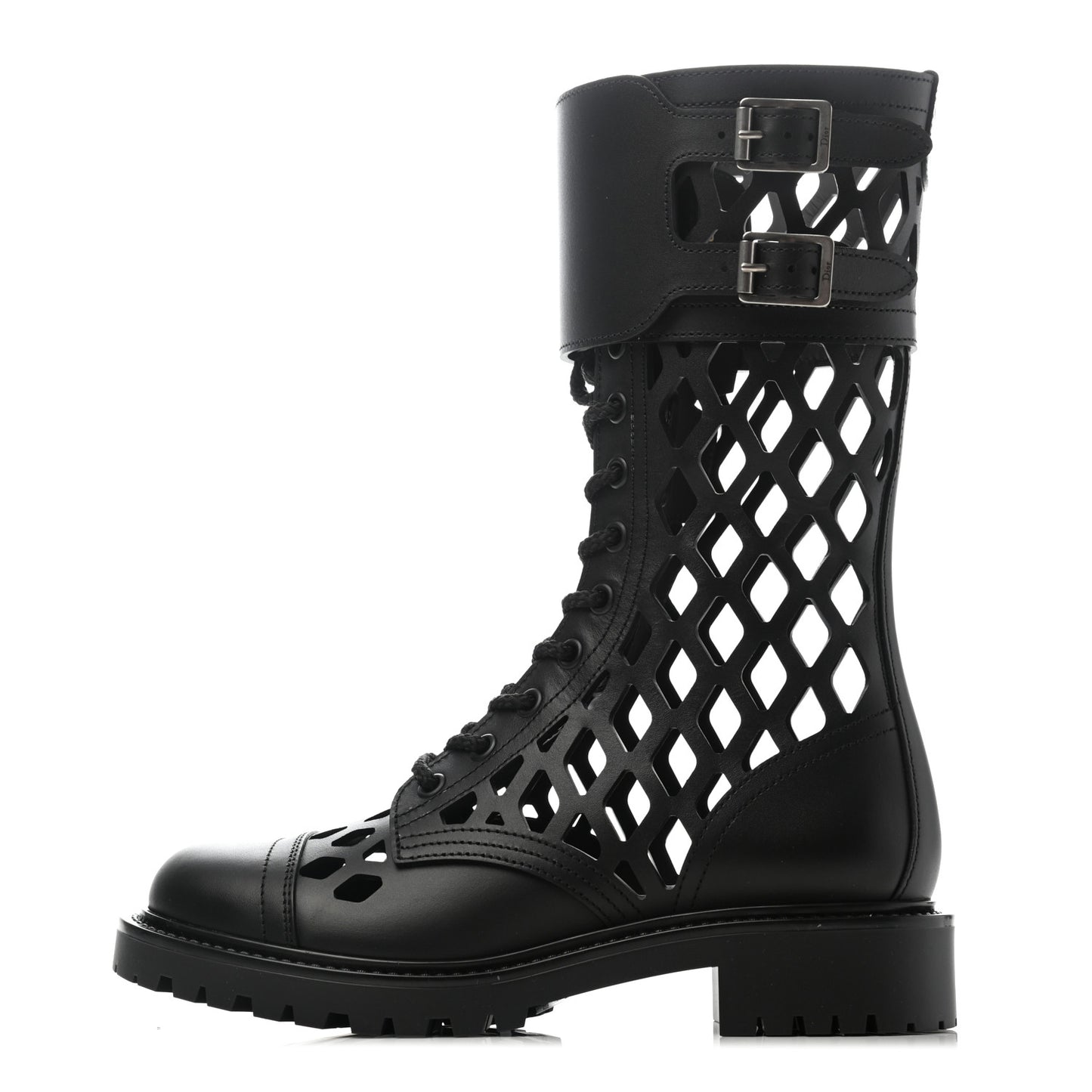 Matte Calfskin Womens D-Trap 30mm Tall Boots 35 Black
