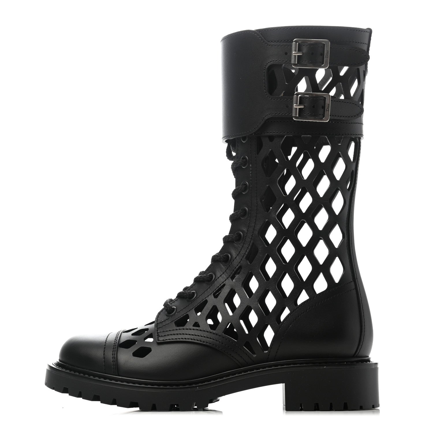 Christian Dior Matte Calfskin Womens D-Trap 30mm Tall Boots 35 Black 1 of 6