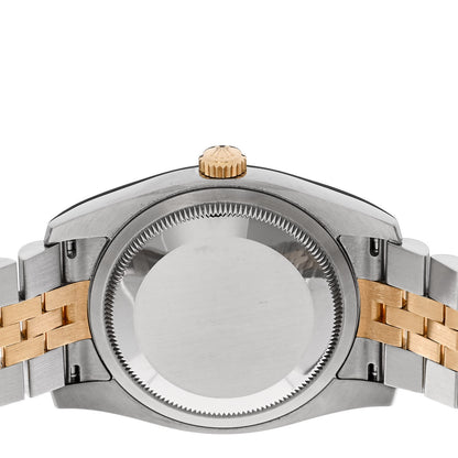 Rolex Stainless Steel 18K Yellow Gold Diamond 36mm Oyster Perpetual Datejust Watch Black 116233 4 of 5