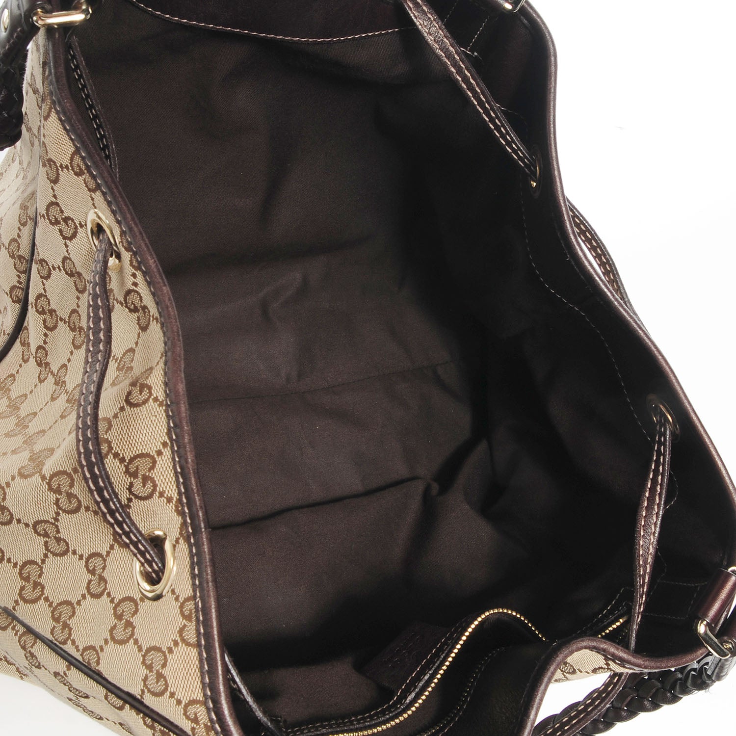 Gucci Monogram Peggy Braided Tote Brown 5 of 7
