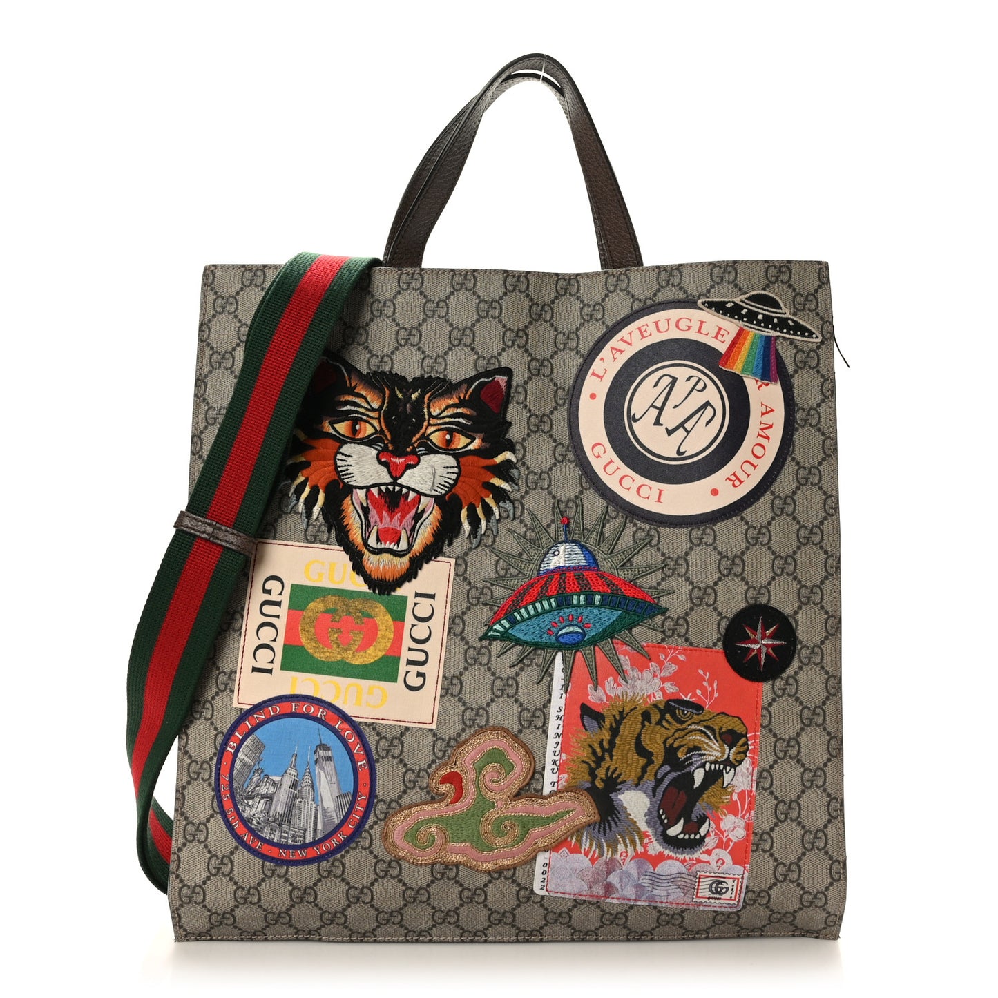 Soft GG Supreme Monogram Courrier Vertical Tote Beige New Acero