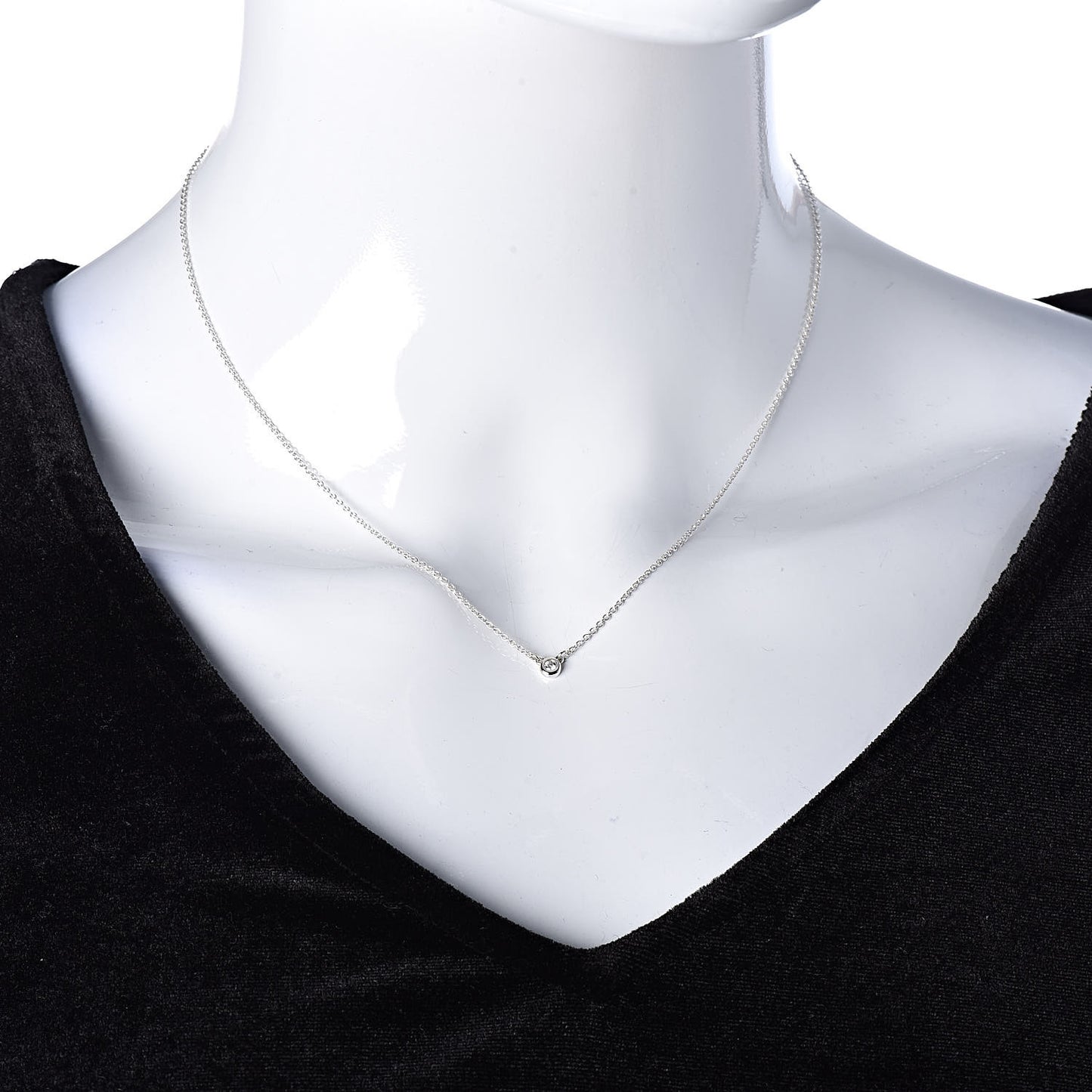 Sterling Silver Diamond .03ct Elsa Peretti Diamonds by the Yard Pendant Necklace