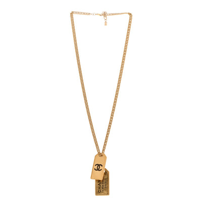 Chanel ID Dog Tag Charm Necklace Gold 3 of 5