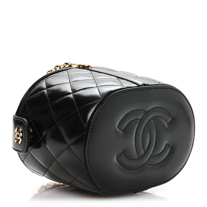 Chanel Calfskin Quilted Mini Basket Top Handle Vanity Case Black 4 of 11