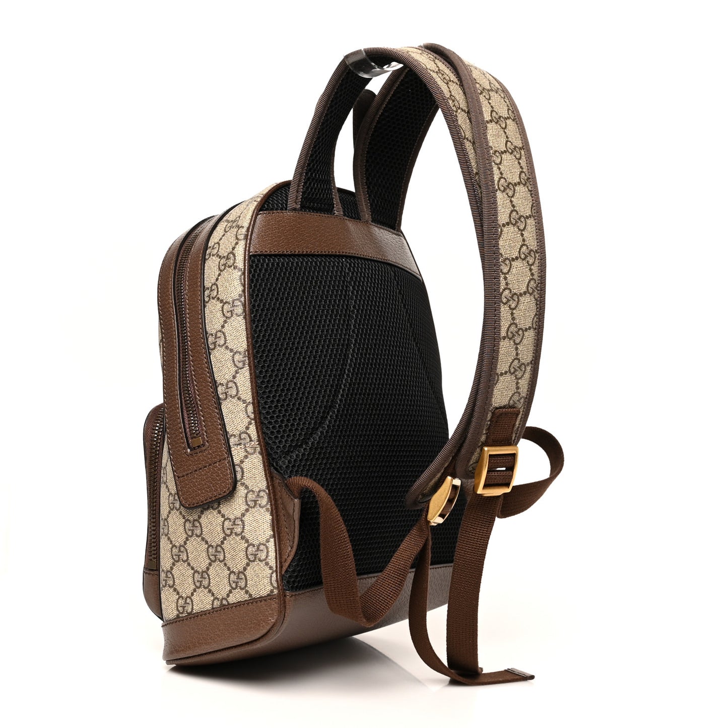 GG Supreme Monogram Calfskin Web Small Ophidia Day Backpack Beige Ebony New Acero