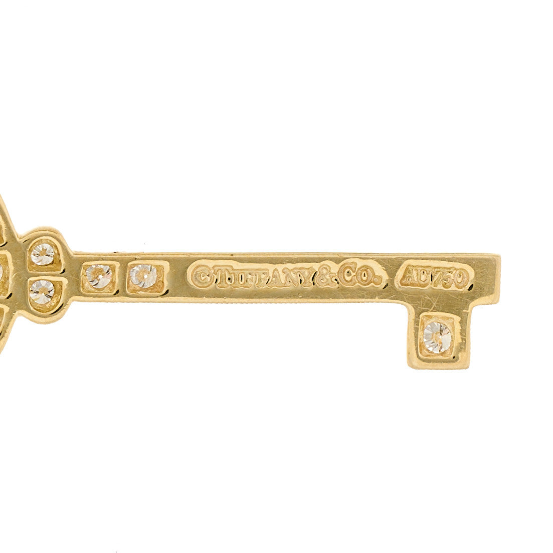 18K Yellow Gold Diamond Mini Vintage Oval Key Pendant