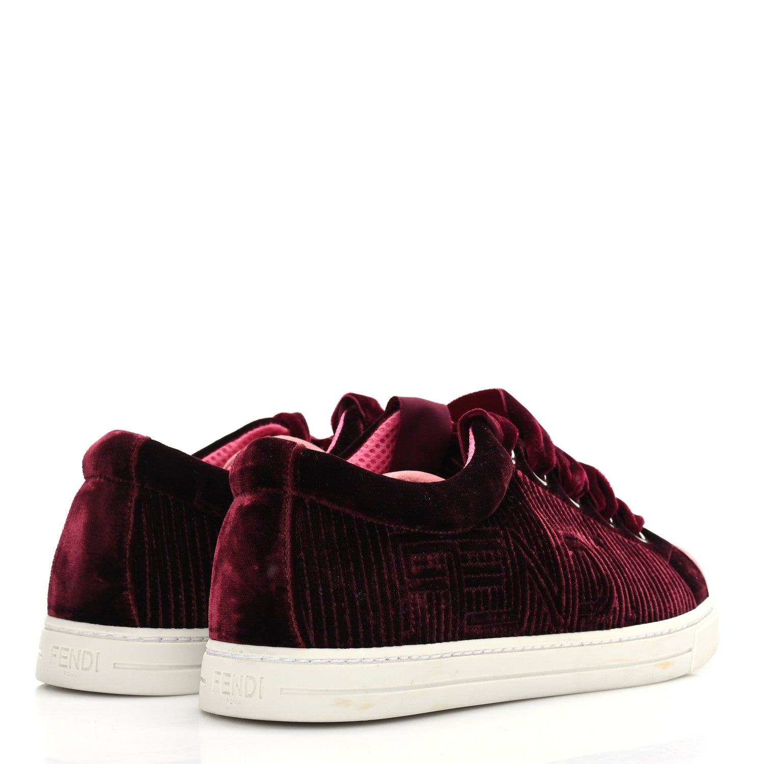 Fendi Velvet Quilted Logo Sneakers 37 Burgundy 5 of 8
