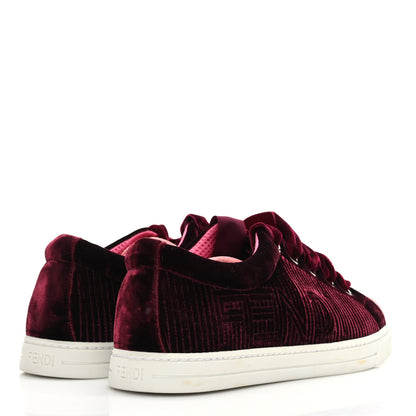 Fendi Velvet Quilted Logo Sneakers 37 Burgundy 5 of 8