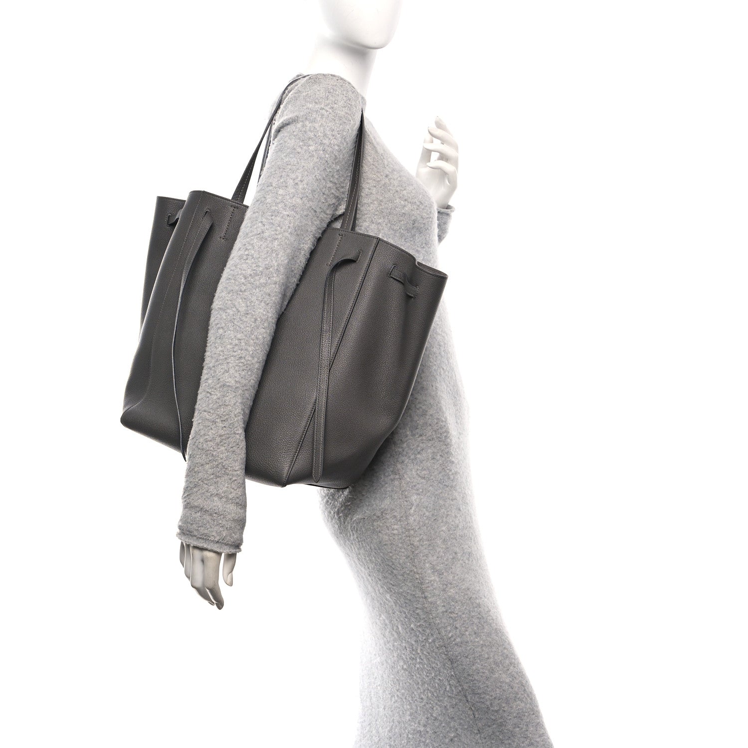 Celine Soft Grained Calfskin Medium Belt Cabas Medium Grey 2 of 10