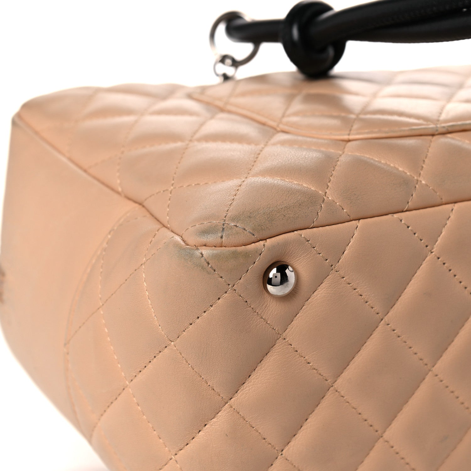 Chanel Calfskin Quilted Large Cambon Bowler Beige Black 10 of 19