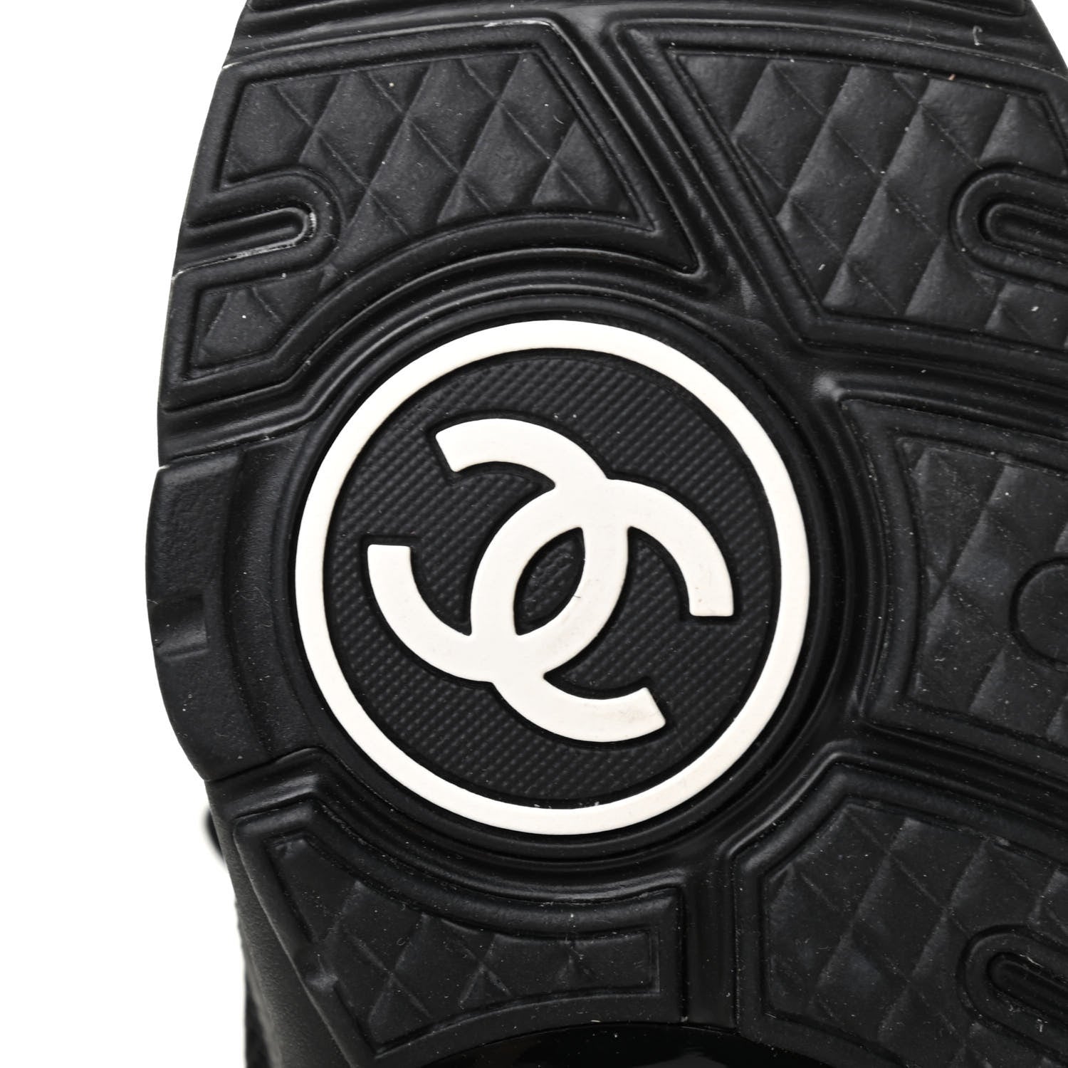 Chanel Mesh Suede Grained Calfskin Womens CC Sneakers 37.5 Black White 8 of 8