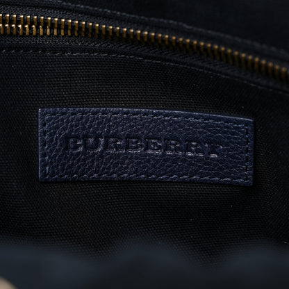 Burberry Grain Calfskin Canvas Mega Check Drifton Backpack Blue 5 of 19