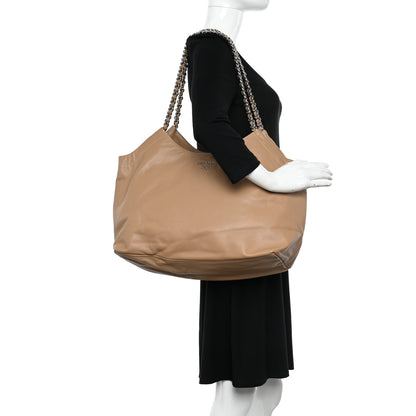 Prada Soft Calf Chain Tote Caramel 2 of 9
