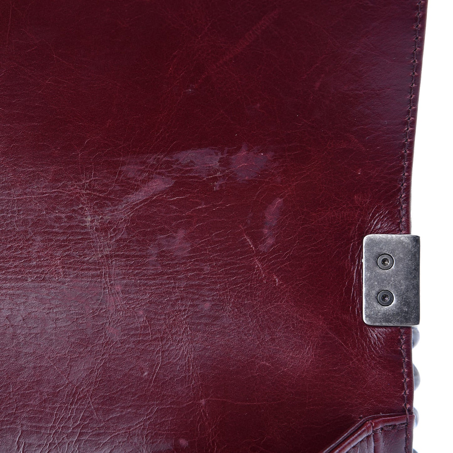 Glazed Calfskin Quilted Small Boy Chained Flap Burgundy