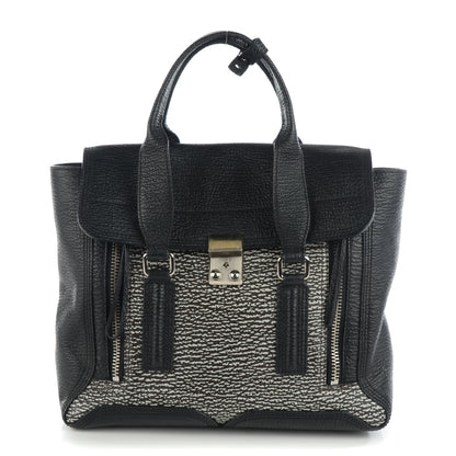 3.1 Phillip Lim 3.1 Calfskin Embossed Medium Pashli Satchel Black White 1 of 7