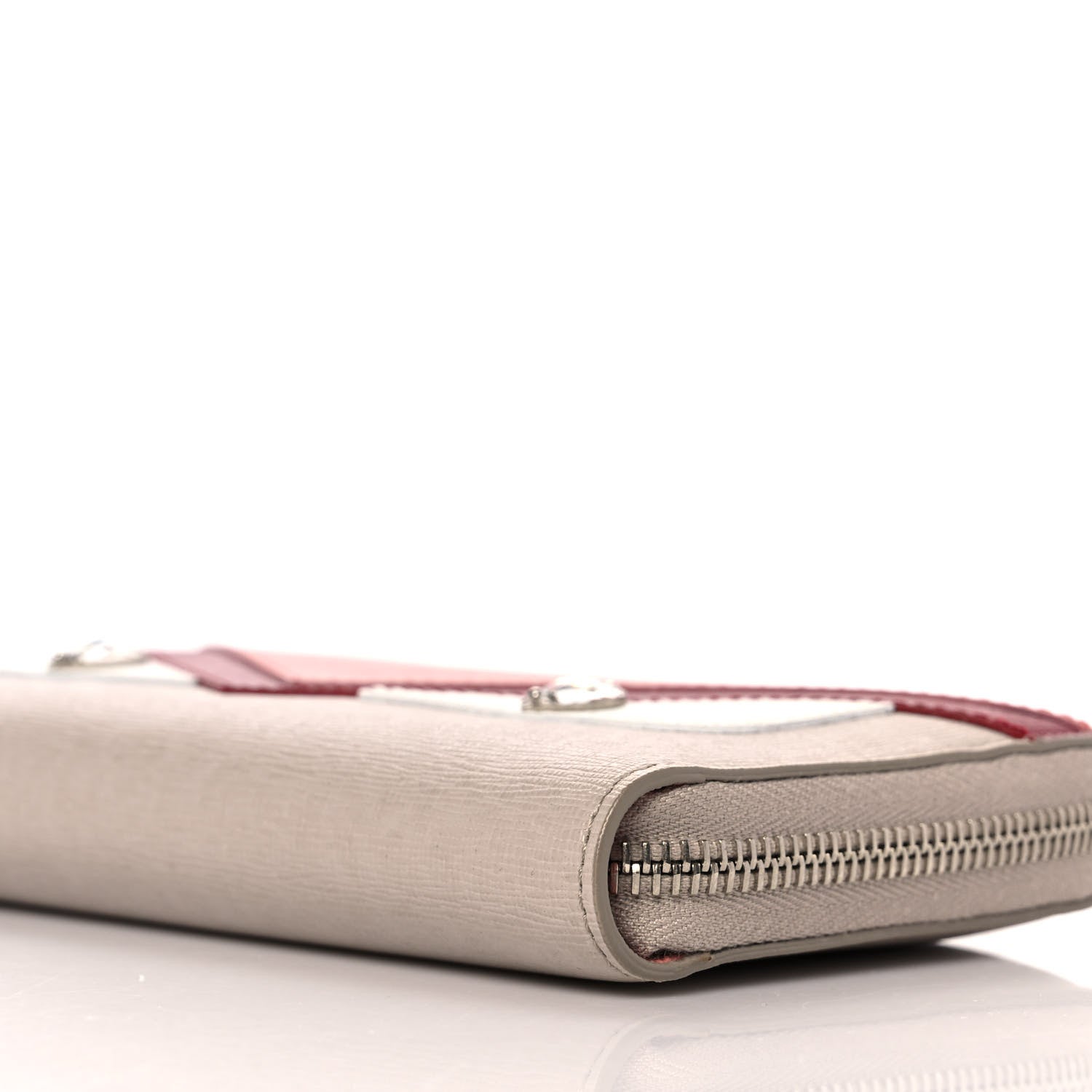 Fendi Vitello Elite Crystal Eye Monster Zip Around Wallet Grigio Polvere Ribes Multicolor 8 of 9
