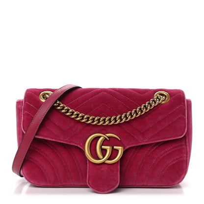 Gucci Velvet Matelasse Small GG Marmont Shoulder Bag Light Raspberry Rose 1 of 8