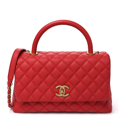Chanel Caviar Quilted Small Coco Handle Flap Red 1 of 10