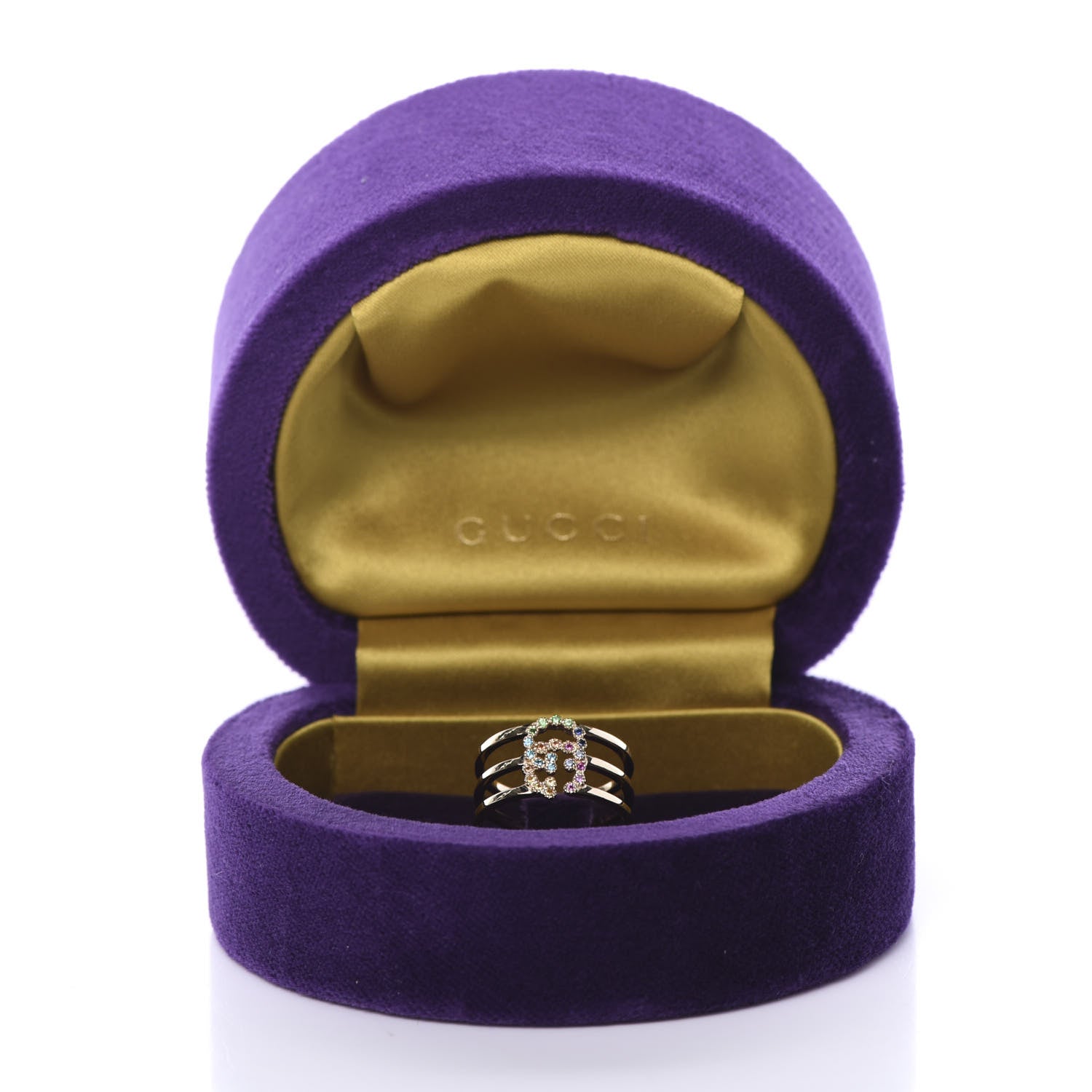 Gucci 18K Yellow Gold Sapphire Topaz Citrine Tsavorite Running GG Ring 55 7.25 6 of 6