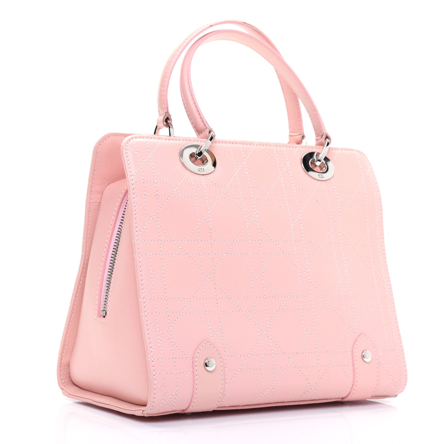 Calfskin Cannage Stitched Small Lady Dior Rose Clair