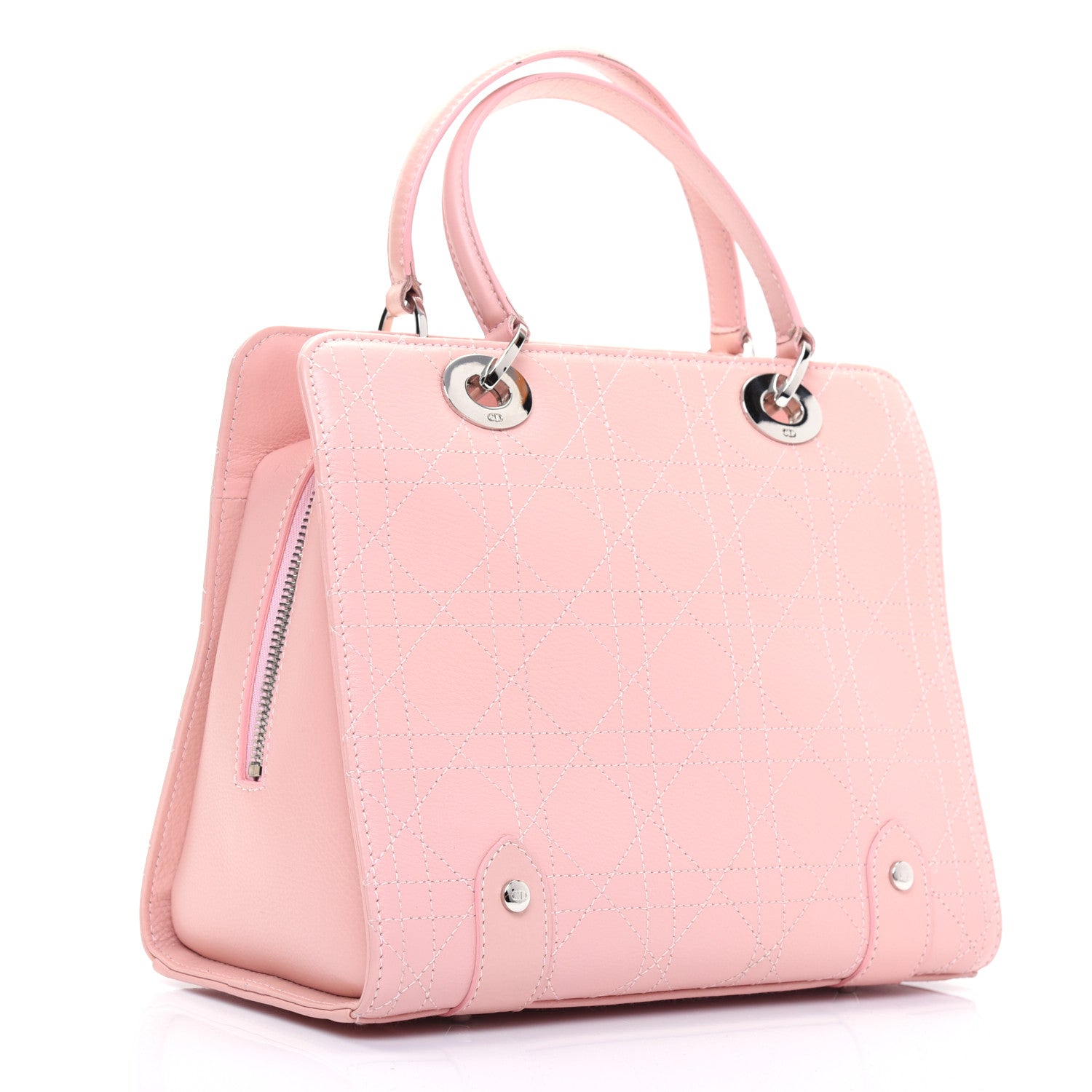 Christian Dior Calfskin Cannage Stitched Small Lady Dior Rose Clair 3 of 13