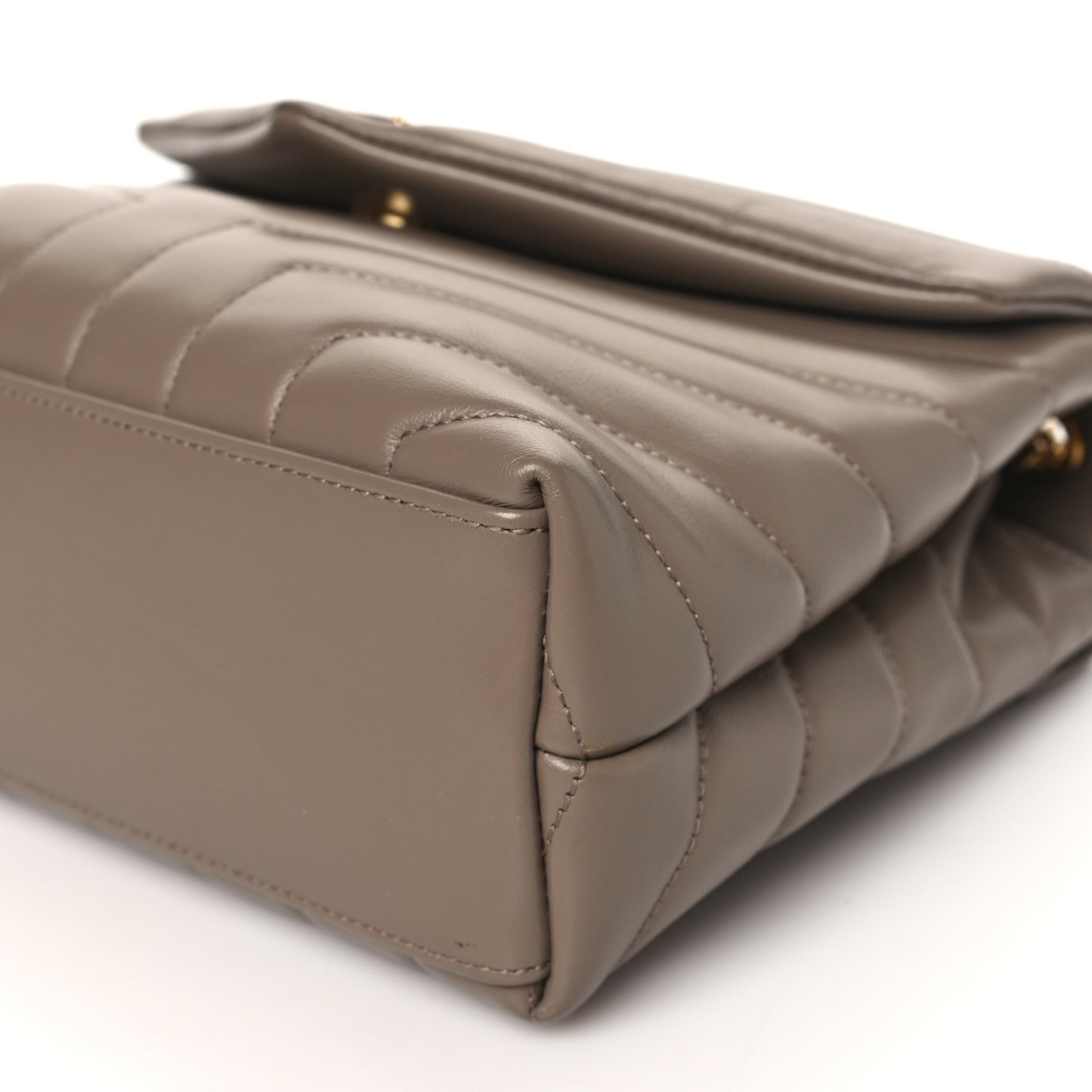 Calfskin Y Quilted Monogram Small Loulou Chain Satchel Taupe