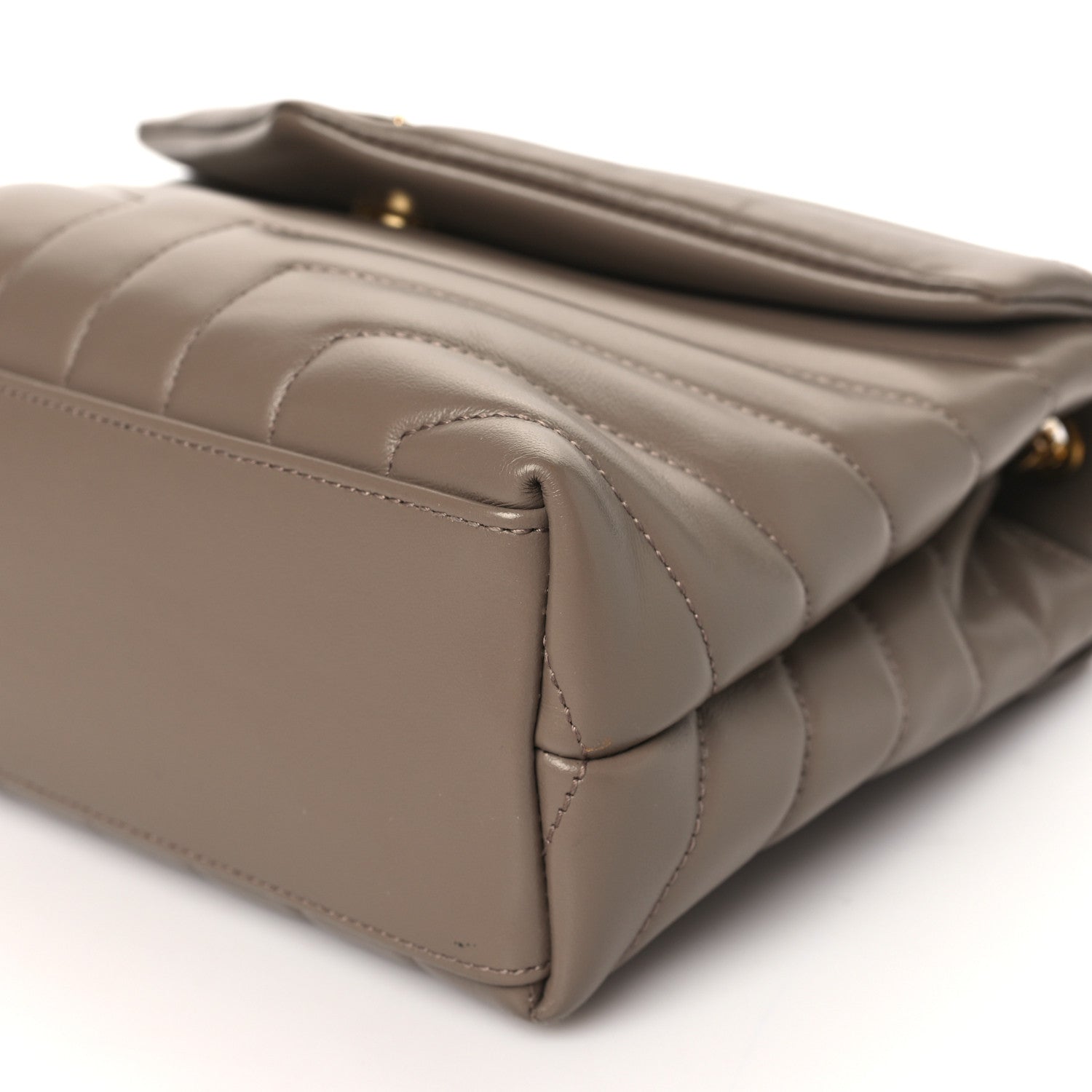 Saint Laurent Calfskin Y Quilted Monogram Small Loulou Chain Satchel Taupe 10 of 10