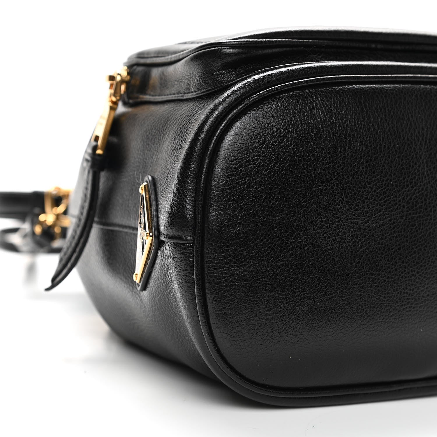Prada Glace Calfskin Embossed Secchiello Bucket Bag Black 8 of 9