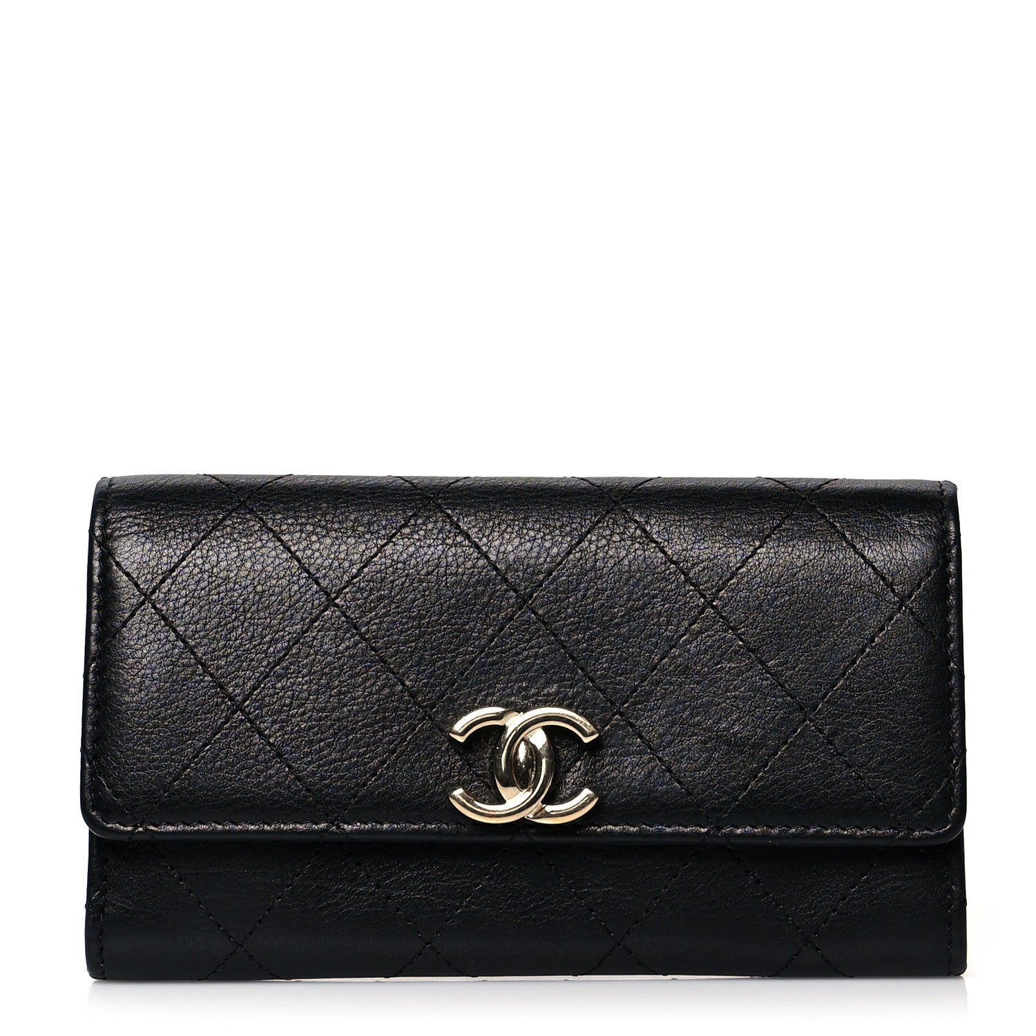 Chanel Calfskin Diamond Stitched CC Wallet Black 1 of 9