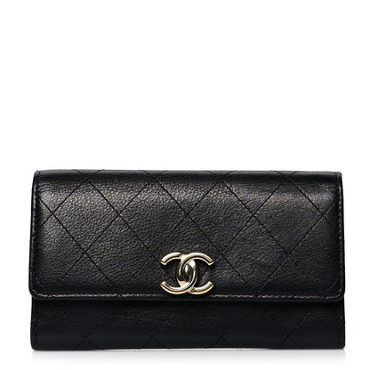 Chanel Calfskin Diamond Stitched CC Wallet Black 1 of 9