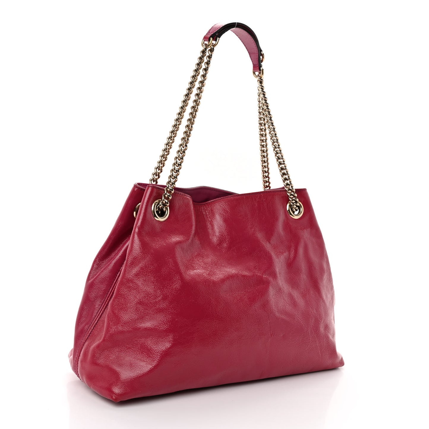 Vernice Naplack Medium Soho Chain Shoulder Bag Bright Bougainvillea