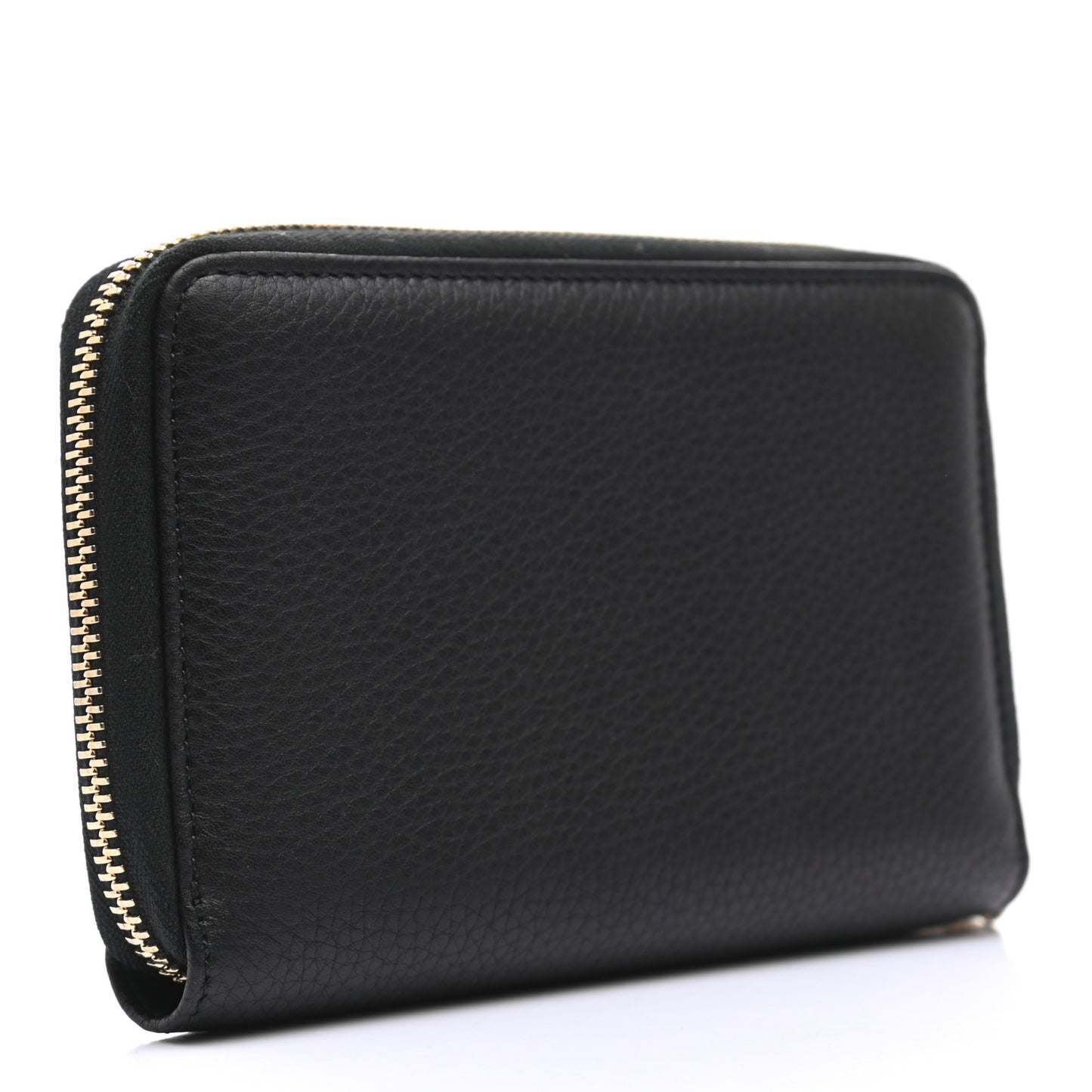Pebbled Calfskin Medium Soho Zip Around Wallet Black