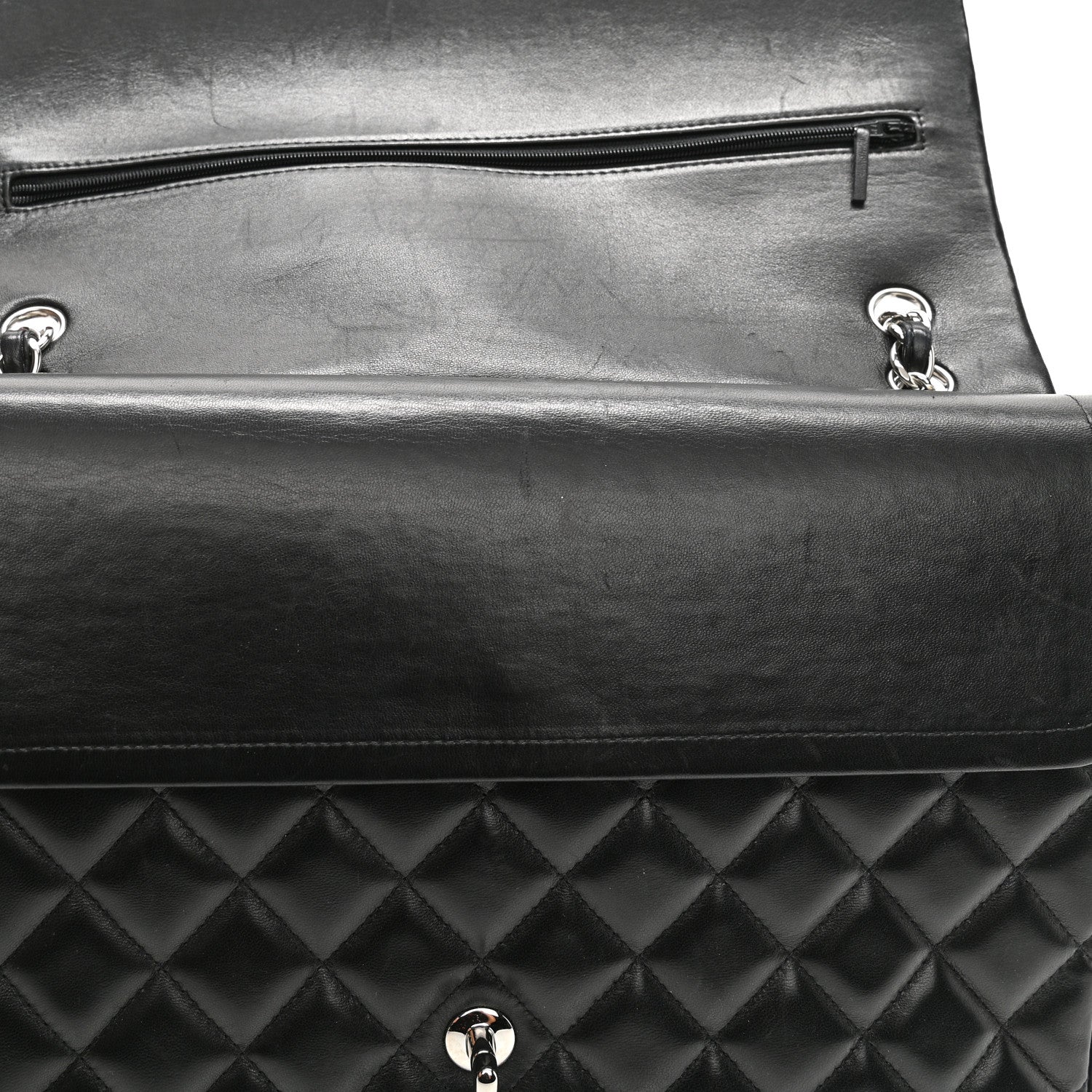 Chanel Lambskin Quilted Maxi Double Flap Black 12 of 14