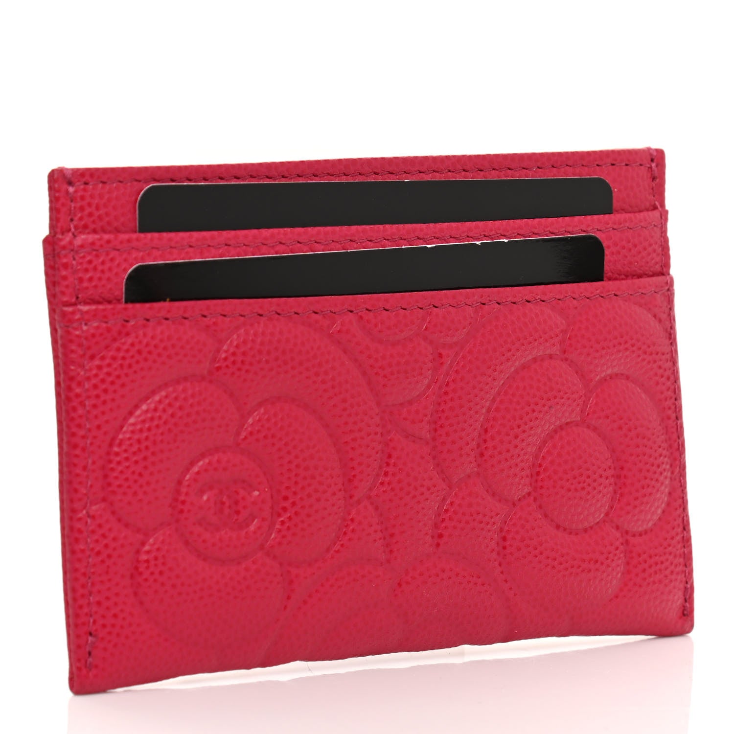 Chanel Caviar Camellia Embossed Card Holder Fuchsia 3 of 9