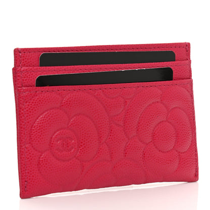 Chanel Caviar Camellia Embossed Card Holder Fuchsia 3 of 9