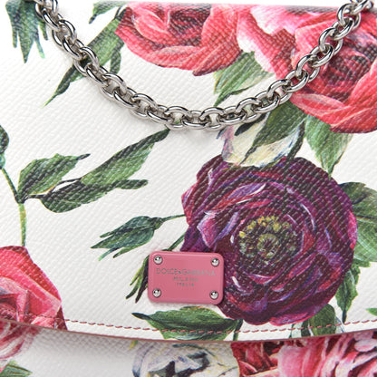 Dolce & Gabbana Dauphine Floral Print Wallet On Chain White Pink 9 of 10