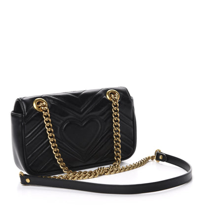 Gucci Calfskin Matelasse Mini GG Marmont Shoulder Bag Black 3 of 10