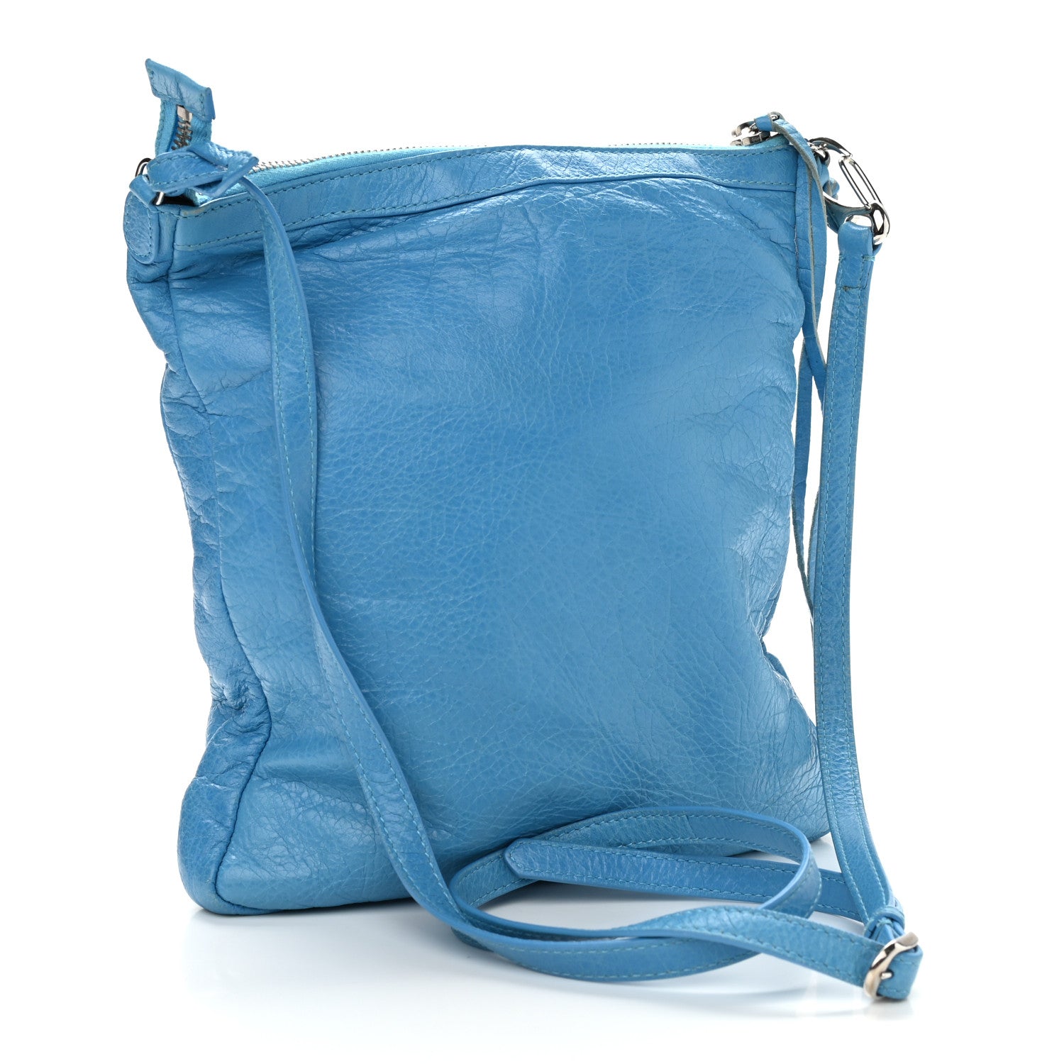 Balenciaga Agneau Classic Hardware Flat Crossbody Bleu Azur Clair 4 of 11